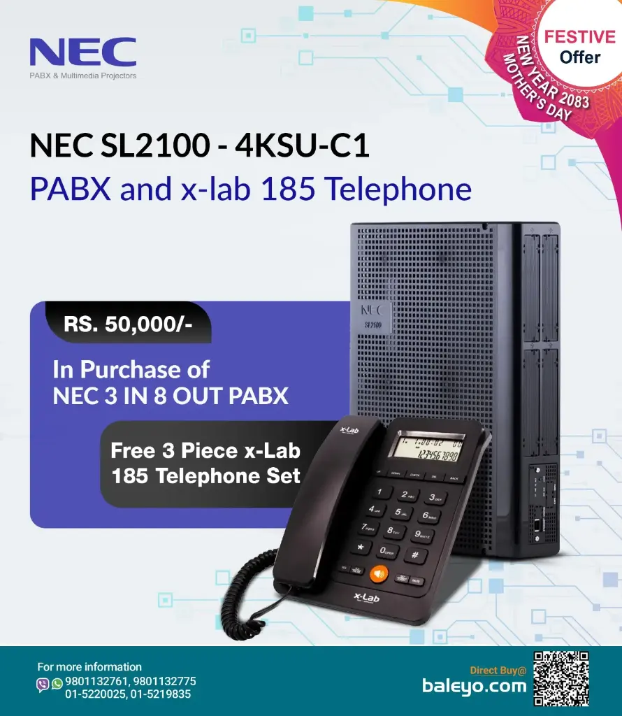 NEC SL2100 PABX 3-IN 8-OUT System + 3 units x-Lab 158 Caller ID Telephone set